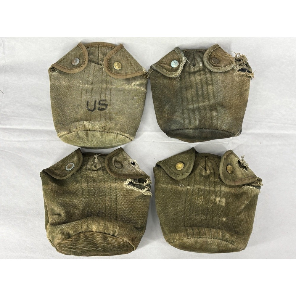 Genuine US Vietnam War M1956 Canteen Cover Military Lot of 4 M-1956 Needs Repair